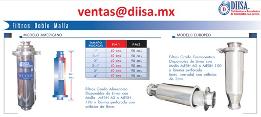 FILTROS LARGOS TRICLOVER FM2 DE 90 CM SANITARIOS SS STAINLESS STEEL EN CIUDAD DE MÉXICO filtros sanitarios triclamp10
